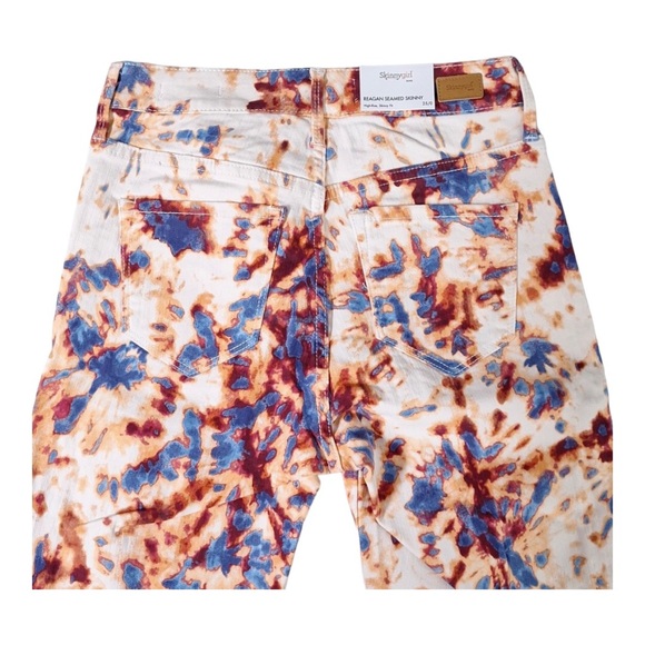 SkinnyGirl Reagan High-Rise Skinny Ankle Jeans in Splash Tie Dye ~ Skinny Girl - Picture 2 of 5